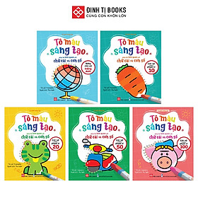 Sách - Tô Màu Sáng Tạo Giúp Bé Làm Quen Với Chữ Cái Và Con Số - Cho Trẻ 3 - 6 Tuổi - Bộ 5 Chủ Đề - Đinh Tị Books