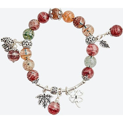 Vòng tay thạch anh ưu linh đa sắc charm voi bạc Ngọc Quý Gemstones