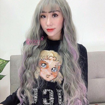 Tóc giả nguyên đầu xoăn sóng móc line- tặng lưới chùm tóc