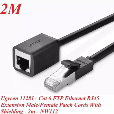 Ugreen UG11281NW112TK 2M màu Đen Cáp nối dài Ethernet CAT6 FTP RJ45 - HÀNG CHÍNH HÃNG