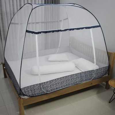 Màn Chụp Cao Cấp Mộc Miên Đỉnh Rộng - Kích Thước 1,8mx2m - 2 cửa , Mẫu Xanh Đen Hoạ Tiết Chiếc Lá ( Hà Nội )