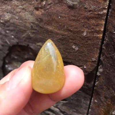 MẶT DÂY CHUYỀN GIỌT NƯỚC ĐÁ THẠCH ANH TÓC VÀNG SIZE NỮ CAO 28,4MM ĐK 17,4MM