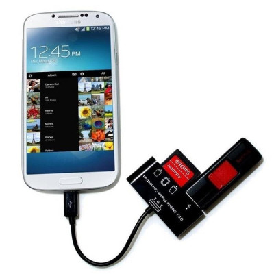 Cáp OTG đọc thẻ 3 in 1 cho Điện thoại cổng Micro USB