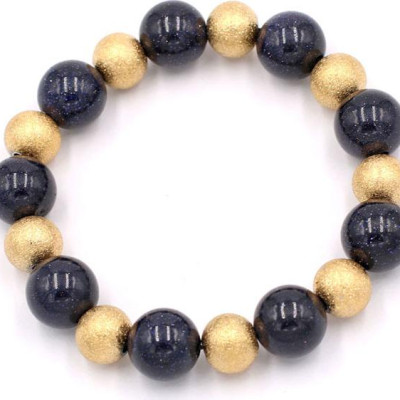 Vòng chuỗi đeo tay - đá lam sa 12 ly VLSHVM1 - vòng đeo tay phong thủy, mang giá trị thẩm mỹ