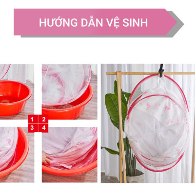 Màn Chụp Cao Cấp Mộc Miên Đỉnh Rộng - Hoạ Tiết Xanh Xám Phi Hành Gia - Kích thước 1,6mx2m - 2 cửa ( Hà Nội )