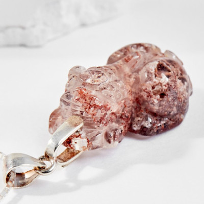 Mặt Dây Chuyền Phong Thủy Đá Thạch Anh Ưu Linh Rêu Tỳ Hưu Mệnh Hỏa, Thổ Ngọc Quý Gemstones