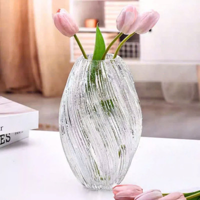Bình Hoa Xoắn Thủy Tinh Phát Sáng – Decor Trong Suốt Lấp Lánh, Tỏa Sáng Trong Bóng Tối – Trang Trí Nhà Cửa Phong Cách Hiện Đại (16x27cm) - HÀNG CHÍNH HÃNG MINIIN