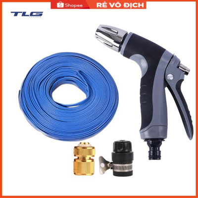 Bộ dây và vòi xịt tăng áp rửa xe tưới cây 7-10M(cút đồng nối nhựa đen) 206817