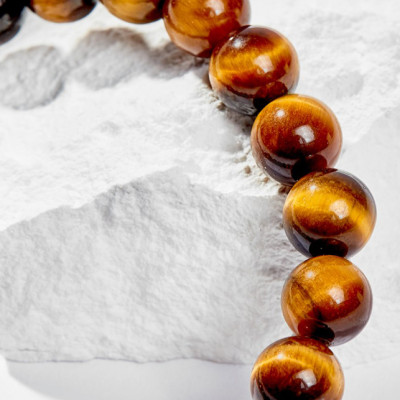 Vòng Tay Phong Thủy Đá Mắt Hổ Vàng Nâu Phối Charm Tuổi Ngọ Bạc Mạ Vàng 24K (8mm) Mệnh Thổ, Kim Ngọc Quý Gemstones