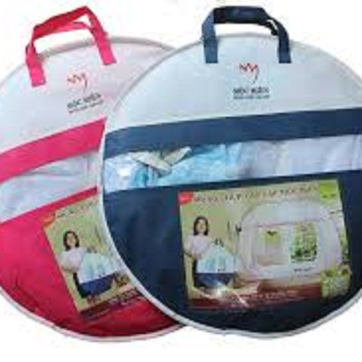 Màn tự bung cao cấp Mộc Miên đỉnh rộng trắng viền xanh loại 1,2mx2m-1 cửa - Mùng ngủ cao cấp Mộc Miên 