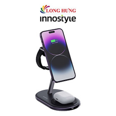 Đế sạc không dây Innostyle MagStation 3-in-1 IMWC311BLK- Hàng chính hãng