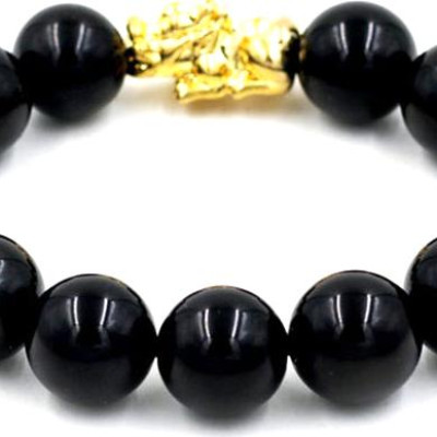 Vòng tay chuỗi hạt tỳ hưu thạch anh đen 14 ly TH16