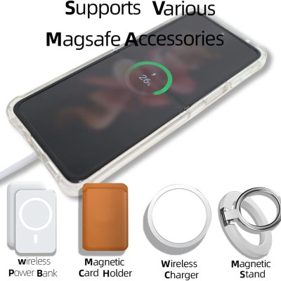 Ốp lưng chống sốc trong suốt hỗ trợ sạc Maqsafe cho Samsung Galaxy Z Flip 4 hiệu Likgus Maqsafe Magetic Case siêu mỏng 1.5mm, độ trong tuyệt đối, chống trầy xước, chống ố vàng, tản nhiệt tốt - hàng nhập khẩu