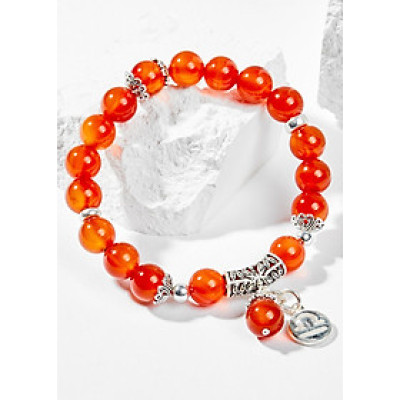 Vòng Tay Phong Thủy Nữ Đá Mã Não Đỏ Phối Charm Cung Hoàng Đạo Thiên Bình (8mm) Mệnh Hỏa, Thổ Ngọc Quý Gemstones