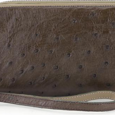 Ví Nữ Da Đà Điểu 2 Khóa Huy Hoàng HT3448 (11 x 22 cm) - Xanh Rêu