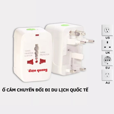 Ổ Cắm, Đầu Chuyển Đổi Nguồn Cho Phích Cắm Khi Du Lịch Quốc Tế Nhỏ Gọn, An Toàn, Tiện Dụng Mang Theo, TakyHome 8604