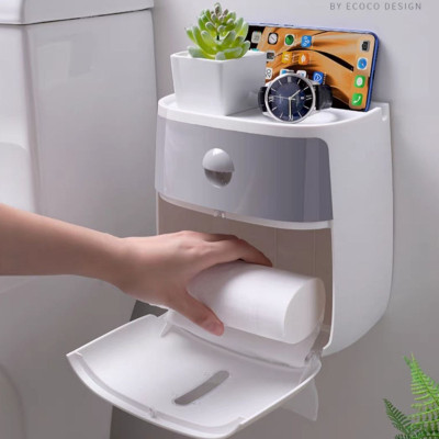 HỘP ĐỰNG GIẤY VỆ SINH 2 TẦNG TREO DÁN TƯỜNG CAO CẤP - KHÔNG CẦN KHOAN ĐỤC ỐC VÍT