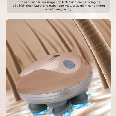 Máy Massage Đầu Buheung MK-341, công suất 5W, 4 đầu massage silicon đa điểm, BH chính hãng 12 tháng