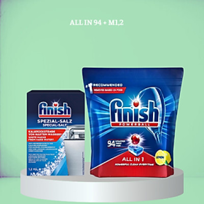 COMBO FINISH: Viên rửa bát All in one 90 viên + Muối 1,2kg