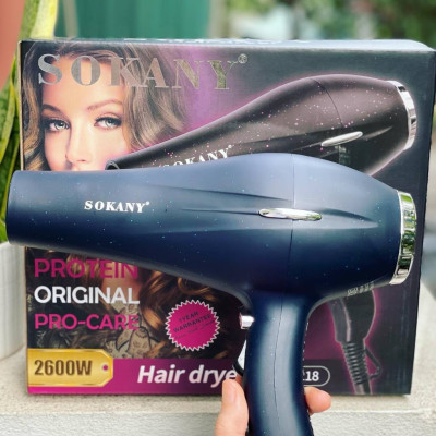 Máy sấy tóc SOKANY công suất lớn 2600W dùng cực khỏe như salon, có nhiều chiều sấy để lựa chọn - XANH TÍM 2218 - HÀNG CHÍNH HÃNG - DELIYA