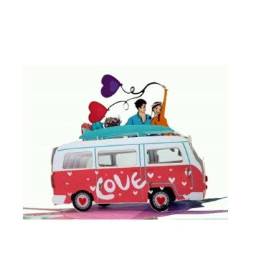 Thiệp 3D Pop Up Xe Tình Yêu – Thiệp Tỏ Tình, Thiệp Valentine, Thiệp Lãng Mạn Độc Đáo, L06