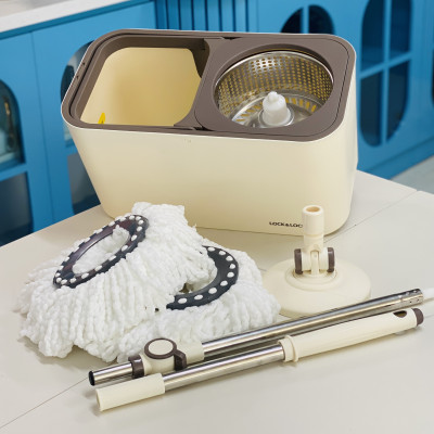 Bộ Lau Nhà Xoay Tay Lock&Lock Dual Bucket Spin Mop  ETM478 ( thùng giặt , cây , 2 bông lau)