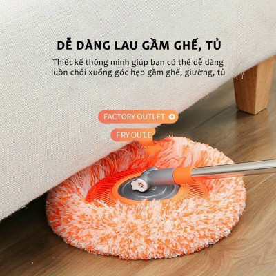 Cây lau trần nhà KG46 đa năng dễ tiện dụng hình tròn hoa hướng dương xoay linh hoạt dài 150cm - Hàng chính hãng