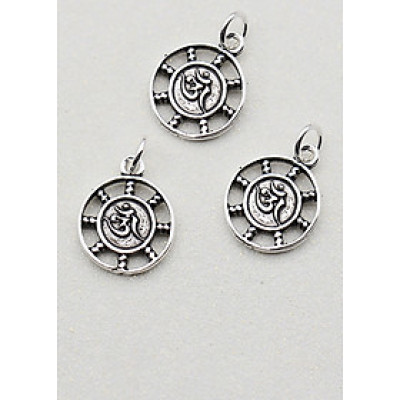 Combo 3 cái charm bạc hình bánh lái chữ phúc treo - Ngọc Quý Gemstones