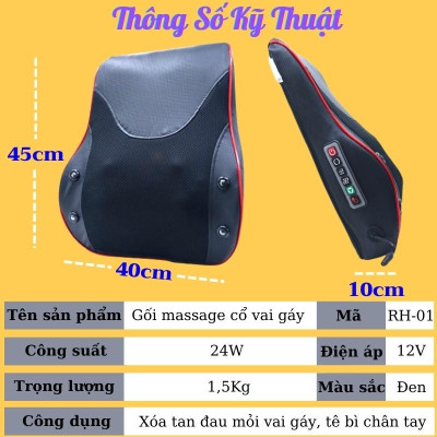 Gối Massage Cổ Vai Gáy Cao Cấp Thế Hệ Mới, Máy Massage Hồng Ngoại 20 bi Đa Chức Năng, Giảm Nhức Mỏi Toàn Thân Hiệu Quả