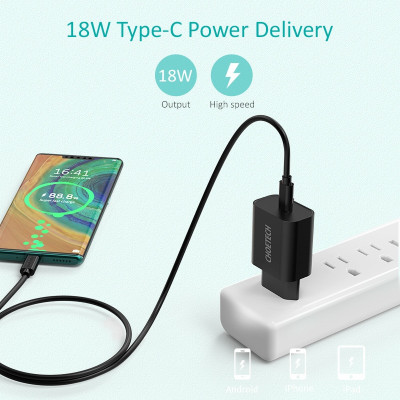 Cóc củ sạc nhanh 18W chuẩn PD 3.0 Type-C hiệu CHOETECH Q5004 cho điện thoại / máy tính bảng / Macbook iPhone Samsung Huawei Xiaomi Oppo Nokia Trang bị chip sạc thông minh - Hàng chính hãng