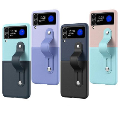 Ốp lưng đai đeo hand trap chống sốc cho Samsung Galaxy Z Flip 3 / Z Flip 4 hiệu HOTCASE Wristband Stand Phone Case - chất liệu cao cấp, thiết kế thời trang sang trọng có đai đeo tay an toàn - Hàng nhập khẩu