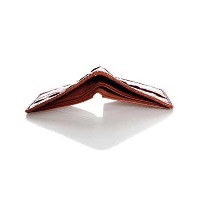 HJ2223 - Bóp nam Huy Hoàng da cá sấu đan viền màu nâu đất