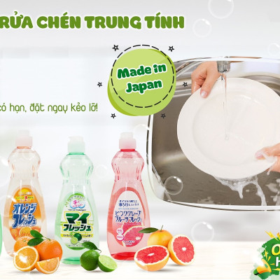 Bộ 3 Dung dịch rửa bát chén chiết xuất từ thiên nhiên hương táo - Hàng Nội Địa Nhật