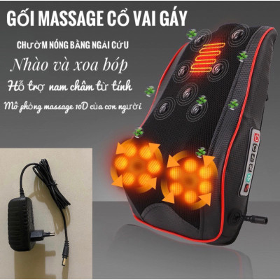 Gối Massage Hồng Ngoại 8 Bi 2 Chiều Cao Cấp - Máy, Gối Mát Xa Cổ Vai Gáy Chính Hãng Công Nghệ Nhật Bản, Bảo Hành 12tháng