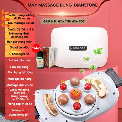 Máy Massage Bụng tan Mỡ, Đai Massage Đánh Tan Mỡ Bụng Cao Cấp Có Đèn Hồng Ngoại Tích Hợp Đá Nóng Hymalaya Giúp tan Mỡ