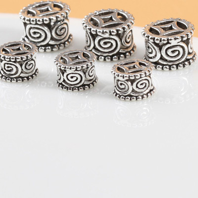 Combo charm bạc chặn hạt hình trụ họa tiết xoắn ốc - Ngọc Quý Gemstones