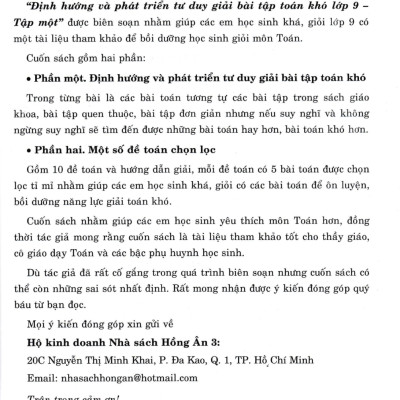 Định Hướng Và Phát Triển Tư Duy Giải Bài Tập Toán Khó Lớp 9 (Dùng Chung Cho Các Bộ SGK Hiện Hành) (HA)