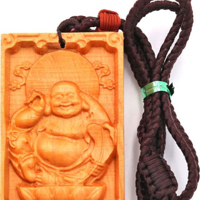 Vòng Cổ Mặt Gỗ Hoàng Đàn Phật Di Lặc MG22