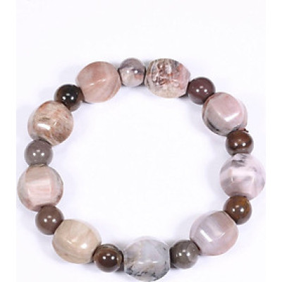 Vòng tay gỗ hóa thạch hạt lục giác viên đá 12x12.5mm mệnh hỏa, mộc - Ngọc Quý Gemstones