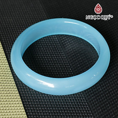 Vòng tay chalcedony thiên thanh bản hẹ (bản 13 - 15mm) - Ngọc Quý Gemstones