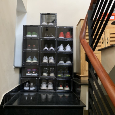 COMBO 5 HỘP ĐỰNG GIÀY NHỰA CỨNG TRONG SUỐT CỬA MỞ NAM CHÂM RAPBOX | HỘP CAO CẤP - KÍCH THƯỚC 35.5x26x20.5cm