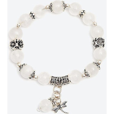 Vòng tay thạch anh ưu linh trắng phối chuồn chuồn Ngọc Quý Gemstones