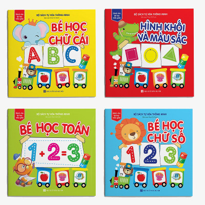 Combo 8 cuốn Sách tự xóa: Chữ cái - Toán - Chữ số - Hình khối & Màu sắc - Bé học phép trừ - Phép so sánh - Bé học toán - Toán tư duy (tặng kèm bút) - NTbooks