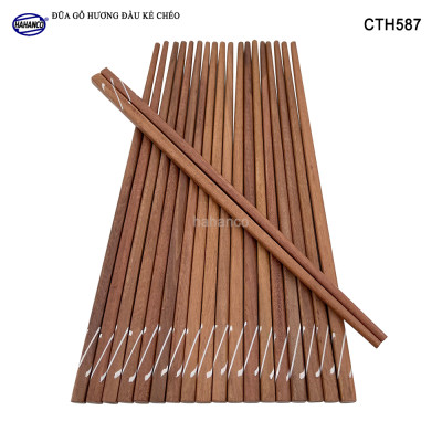 Đũa Gỗ Hương Tự Nhiên Vuông (Sét 10 Đôi) Khảm Trai Chống Mốc Chống Trơn Trượt - CTH587
