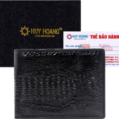 Ví Nam Da Cá Sấu Nguyên Con Nhỏ Huy Hoàng HT2225 (12.5 x 10 cm) - Đen