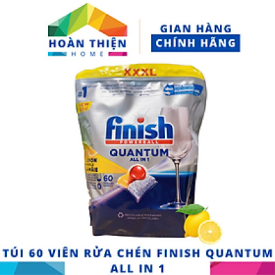 [HCM Hỏa Tốc] Túi 60 viên rửa chén Finish Quantum All in 1 (Tất cả trong 1 viên công thức mới sx 2023)