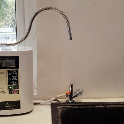 Máy lọc nước ion kiềm giàu hydro Atica Eco - Hàng chính hãng sản xuất bởi tập đoàn Hitachi Maxell Nhật Bản sử dụng công nghệ điện phân 2 lần làm giàu hydro trong nước tốt cho sức khỏe