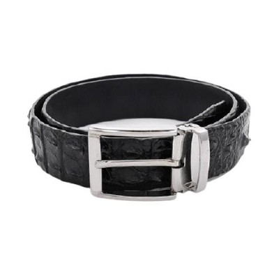 HC4842 - Dây nịt nam da cá sấu Huy Hoàng nguyên con 3,5P đầu kim màu đen