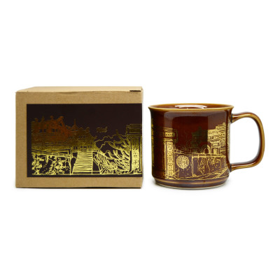 Cốc cà phê Đại Huế  Đông Gia-màu men hỏa biến tự nhiên nâu cánh gián