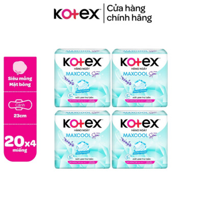 Combo 4 Băng Vệ Sinh Kotex Hàng Ngày Max Cool French Spa 20 miếng/Gói